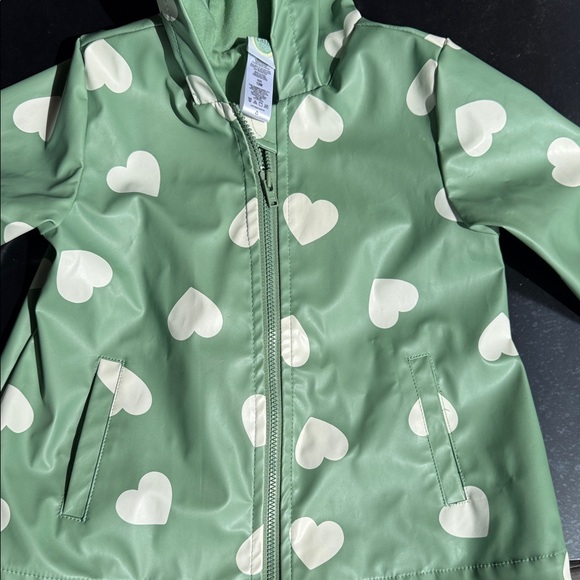 Little Me Green Heart Patterned Hooded Jacket - Picture 3 of 5